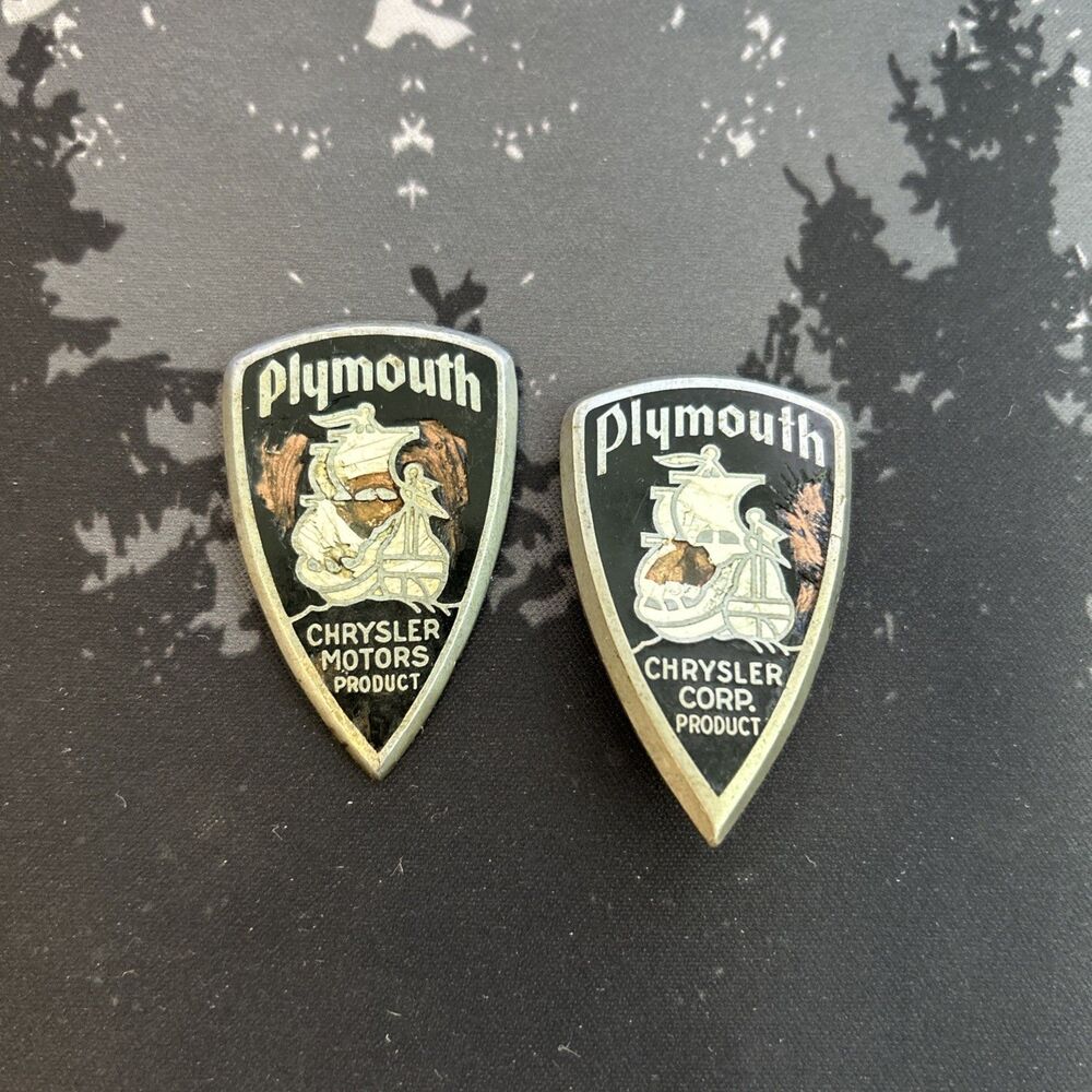Rare 1931-1937 Plymouth Chrysler Motors Product Car Radiator Emblem Badge Lot 2